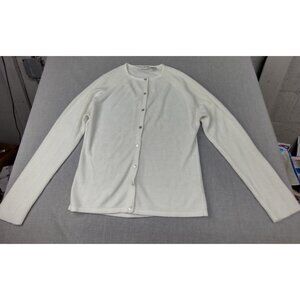 Carolyn Taylor Women's White Button Round Neck Long Sleeve Sweater S/C USED